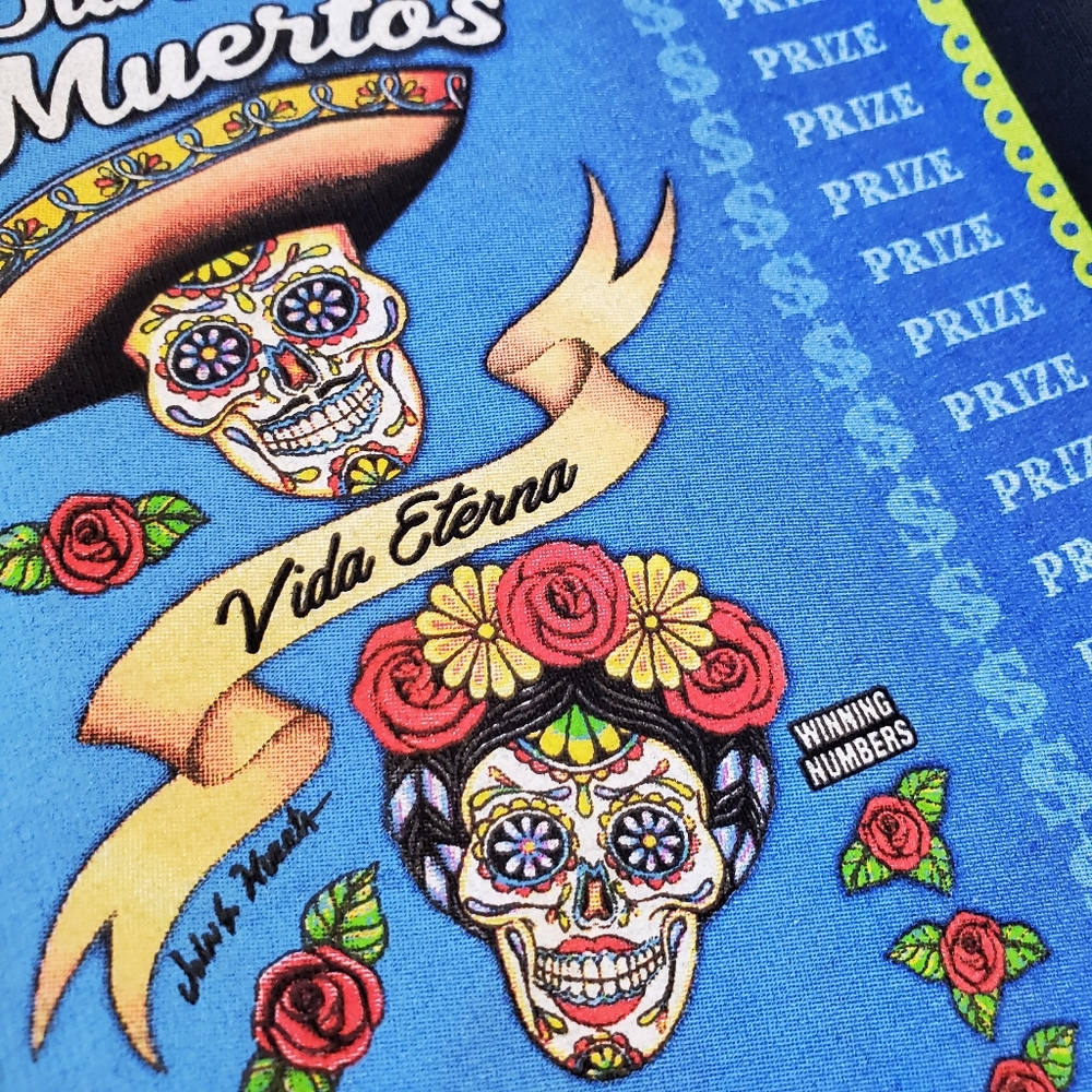CA Lottery 'Dia De Los Muertos' black short sleeve graphic tee UNISEX NWOT  2XL - Picture 6 of 8